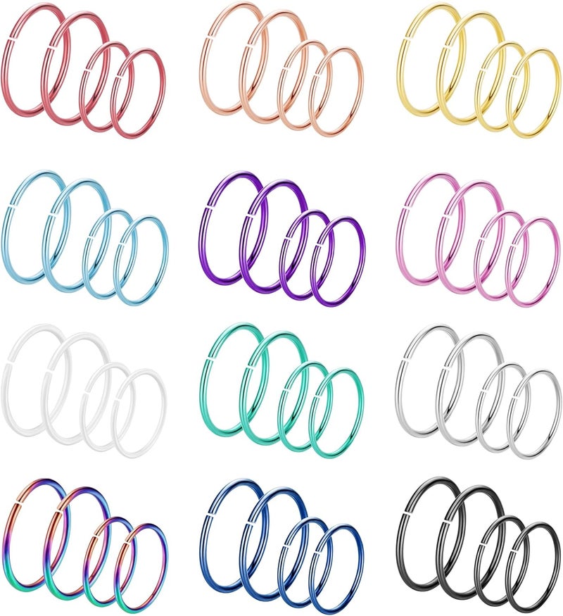 NICEIGHT 18G 20G 22G Stainless Steel Nose Rings Hoops for Women Men Cartilage Helix Earring Hoops Lip Rings Nose Piercing Jewelry - Image 1